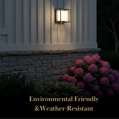 Arcato Modern Rectangular Outdoor Wall Sconce – Black Acrylic Solar Light with Sensor