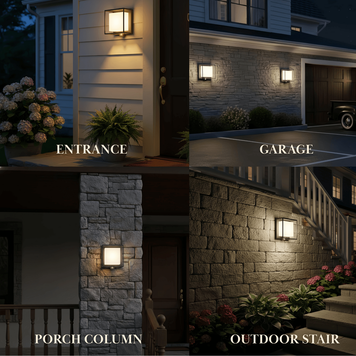 Arcato Modern Rectangular Outdoor Wall Sconce – Black Acrylic Solar Light with Sensor