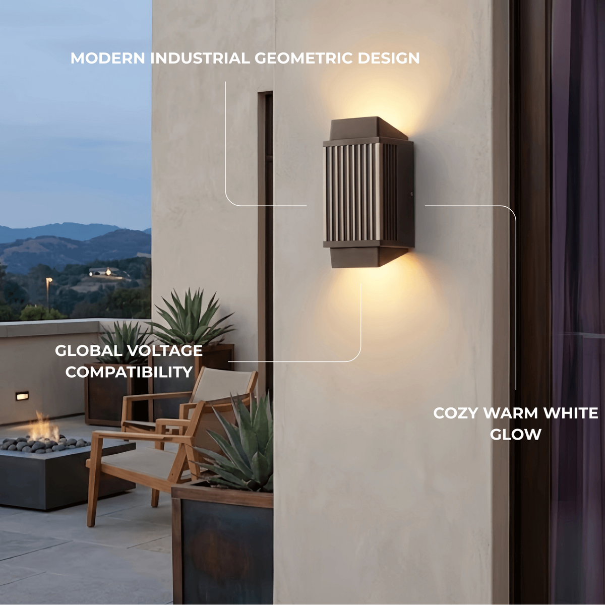 Arcato Modern Rectangular Outdoor Wall Lamp – Black Metal & Acrylic Light