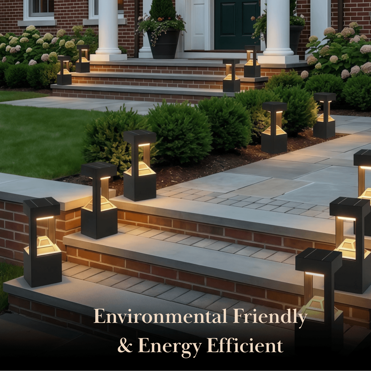Arcato Modern Rectangular Solar Bollard Light – Black Hollow Metal Outdoor Lamp