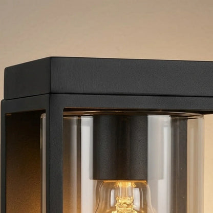 Irondale Modern Rectangular Solar Wall Sconce with Sensor – Black Metal/Glass Outdoor