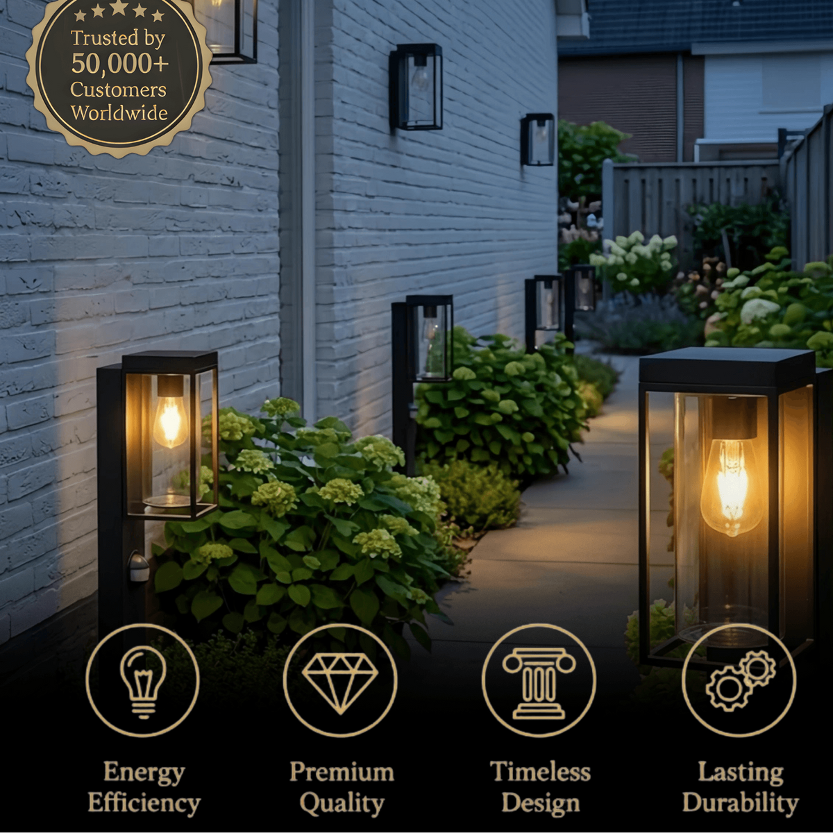 Irondale Modern Rectangular Solar Wall Sconce with Sensor – Black Metal/Glass Outdoor