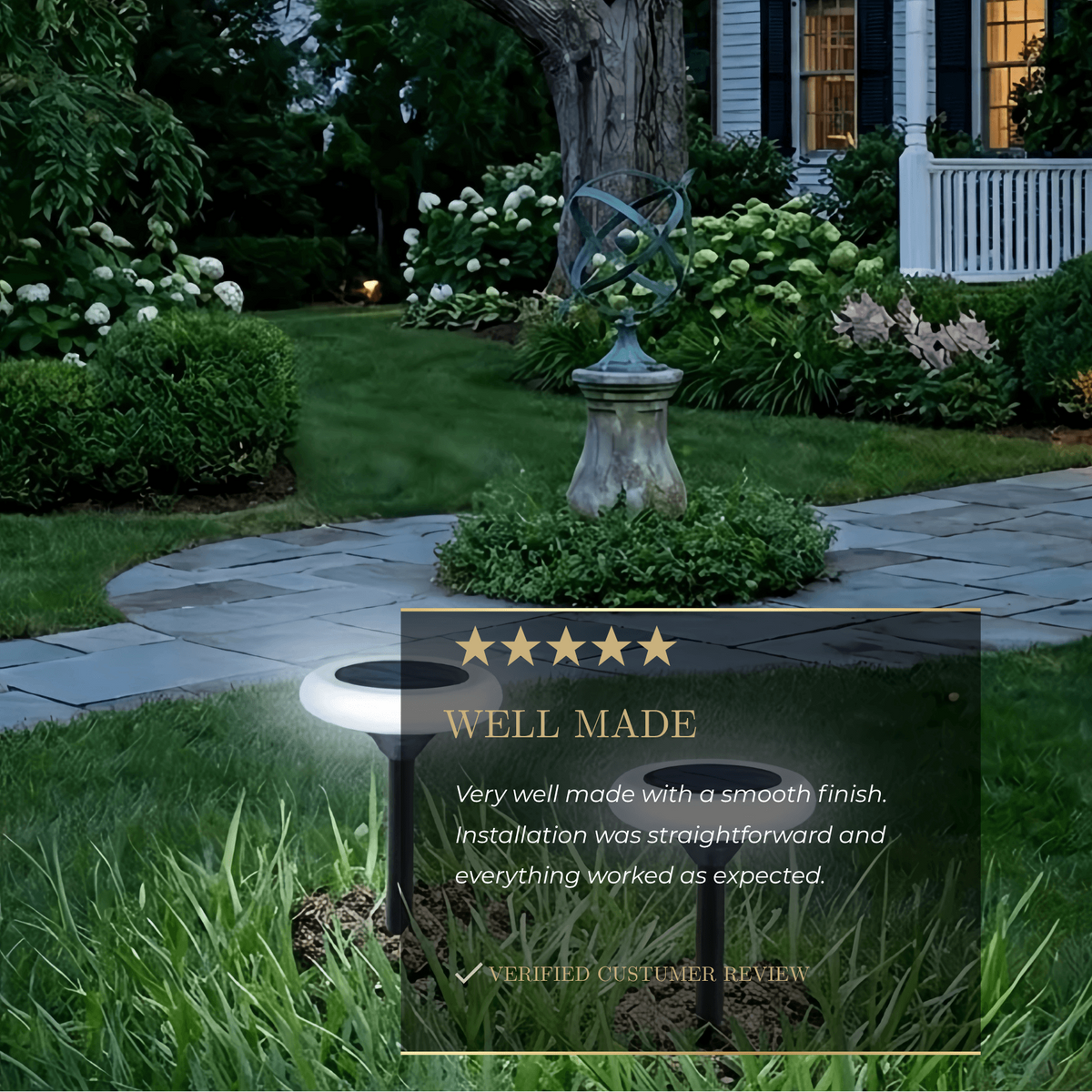 Embrace Modern Rock-Shaped Solar Pathway Light – White Rechargeable Outdoor Lamp