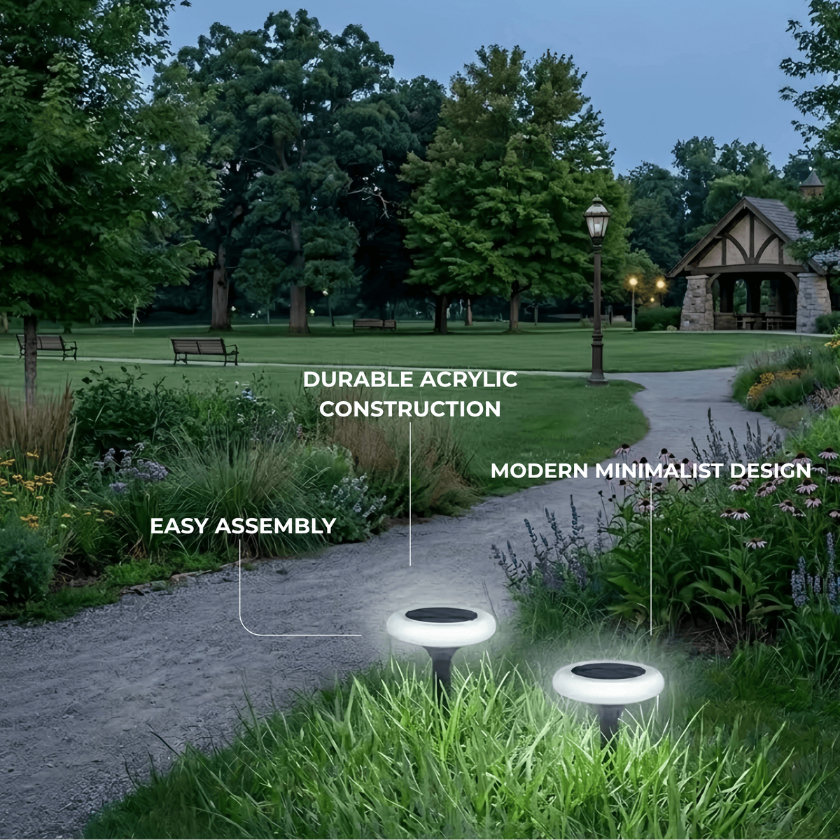 Embrace Modern Rock-Shaped Solar Pathway Light – White Rechargeable Outdoor Lamp