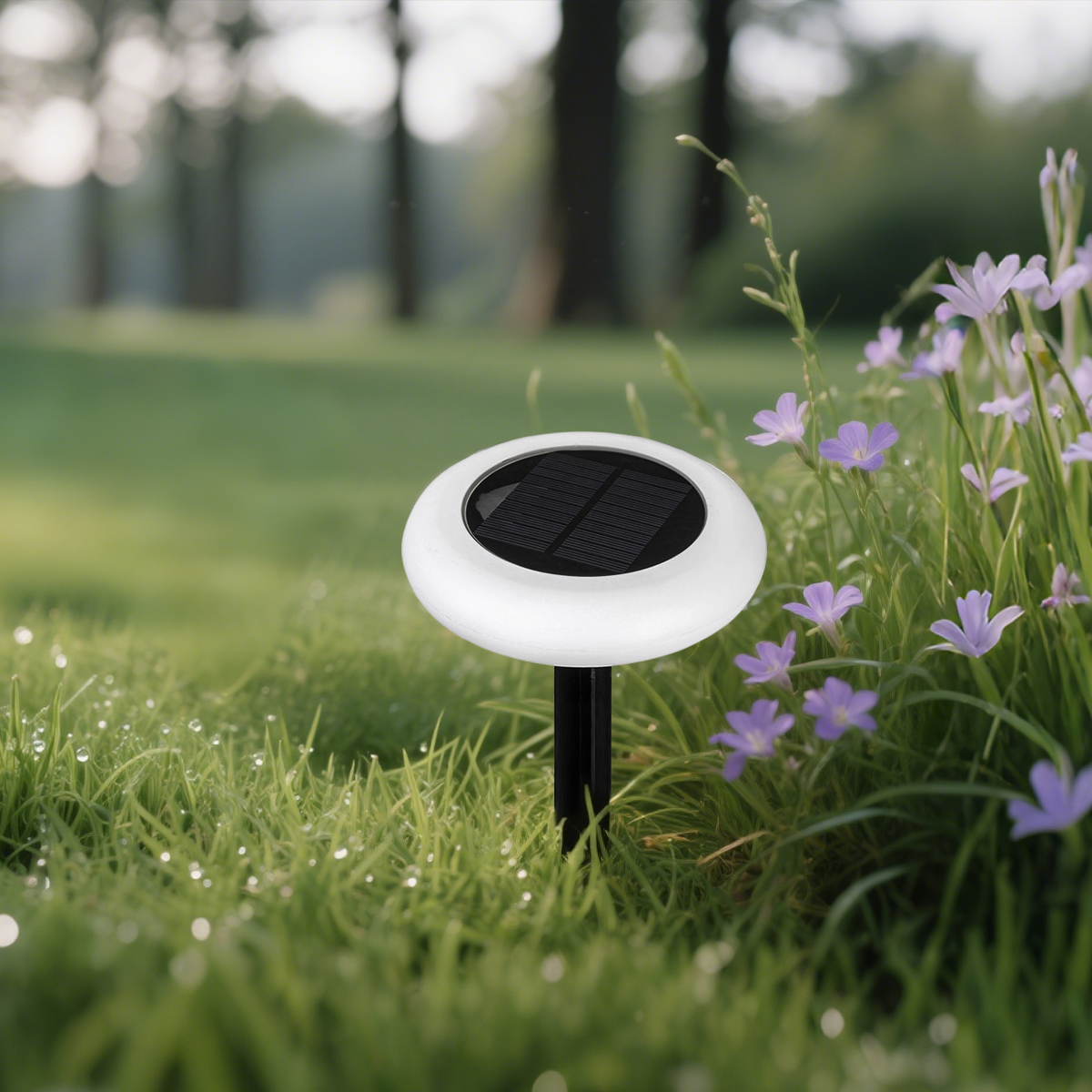 Embrace Modern Rock-Shaped Solar Pathway Light – White Rechargeable Outdoor Lamp