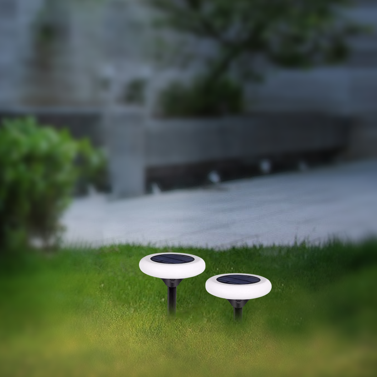 Embrace Modern Rock-Shaped Solar Pathway Light – White Rechargeable Outdoor Lamp