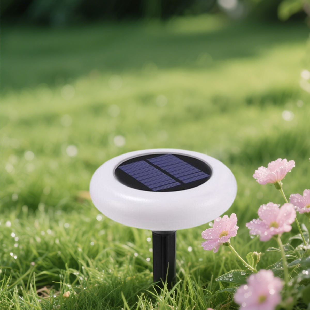 Embrace Modern Rock-Shaped Solar Pathway Light – White Rechargeable Outdoor Lamp