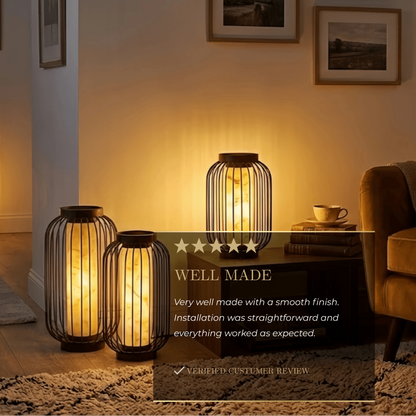 Lunara Modern Solar Floor Lamp - Black Metal Lantern for Courtyard (Waterproof)