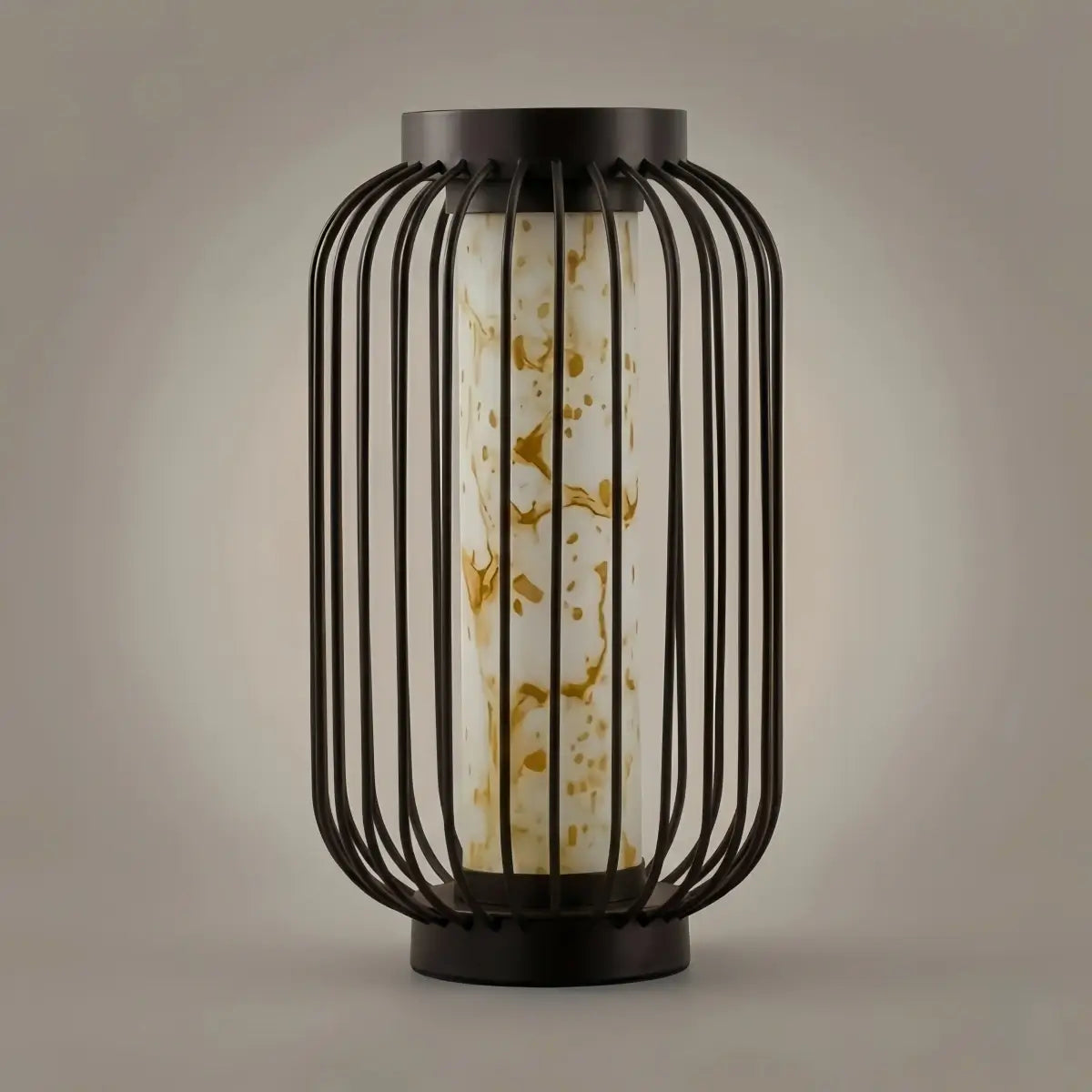 Lunara Modern Solar Floor Lamp - Black Metal Lantern for Courtyard (Waterproof)