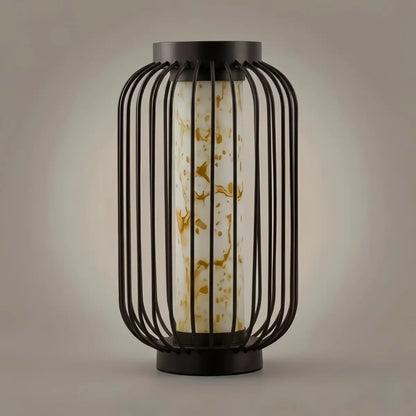 Lunara Modern Solar Floor Lamp - Black Metal Lantern for Courtyard (Waterproof)