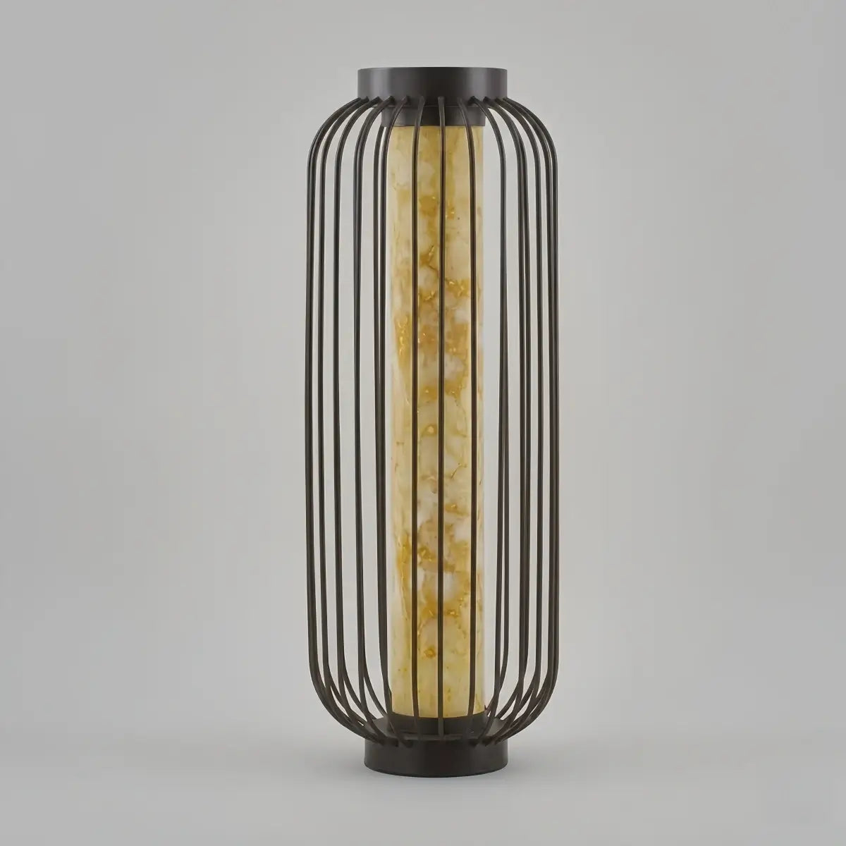 Lunara Modern Solar Floor Lamp - Black Metal Lantern for Courtyard (Waterproof)