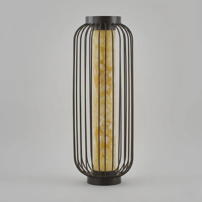 Lunara Modern Solar Floor Lamp - Black Metal Lantern for Courtyard (Waterproof)