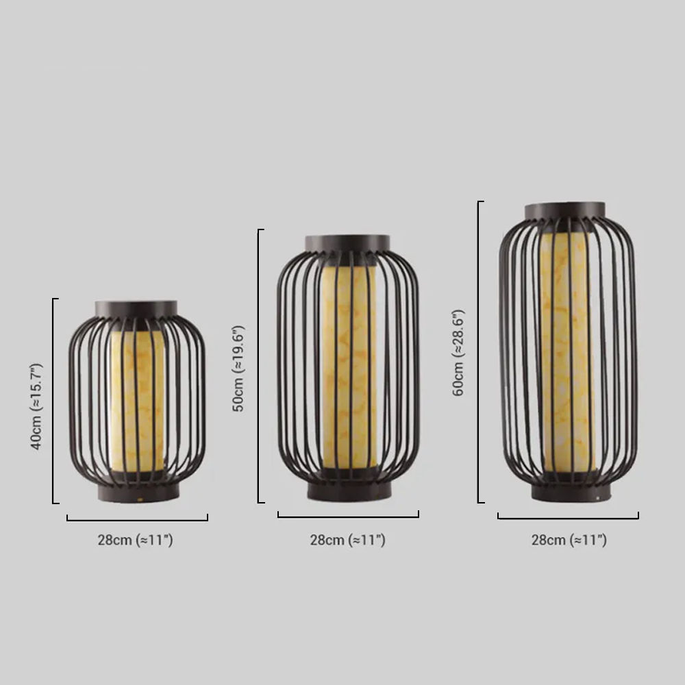 Lunara Modern Solar Floor Lamp - Black Metal Lantern for Courtyard (Waterproof)