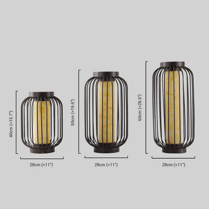Lunara Modern Solar Floor Lamp - Black Metal Lantern for Courtyard (Waterproof)