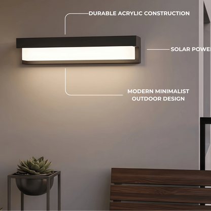 Arcato Modern Solar Linear Outdoor Wall Lamp – Metal & Acrylic Light for Exterior Walls