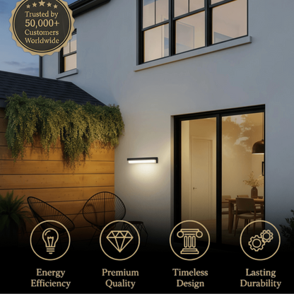 Arcato Modern Solar Linear Outdoor Wall Lamp – Metal & Acrylic Light for Exterior Walls