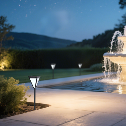 Arcato Modern Solar Outdoor Path Light -  Black Metal Design