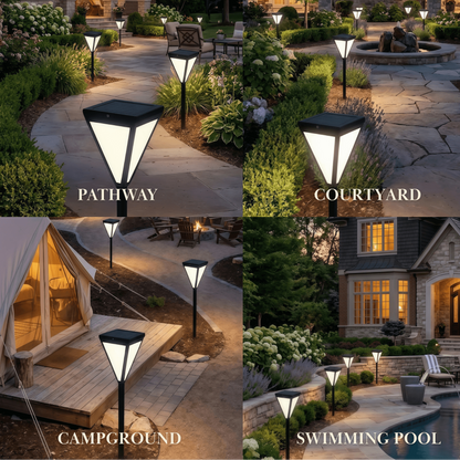 Arcato Modern Solar Outdoor Path Light -  Black Metal Design