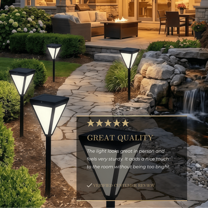 Arcato Modern Solar Outdoor Path Light -  Black Metal Design