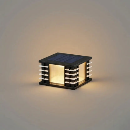 Stellar Modern Solar Outdoor Pillar Lights - Square Metal & Acrylic Glass Garden