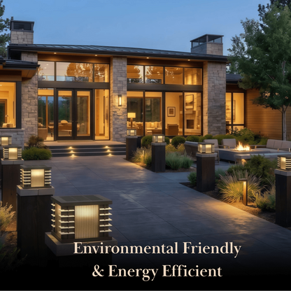 Stellar Modern Solar Outdoor Pillar Lights - Square Metal & Acrylic Glass Garden