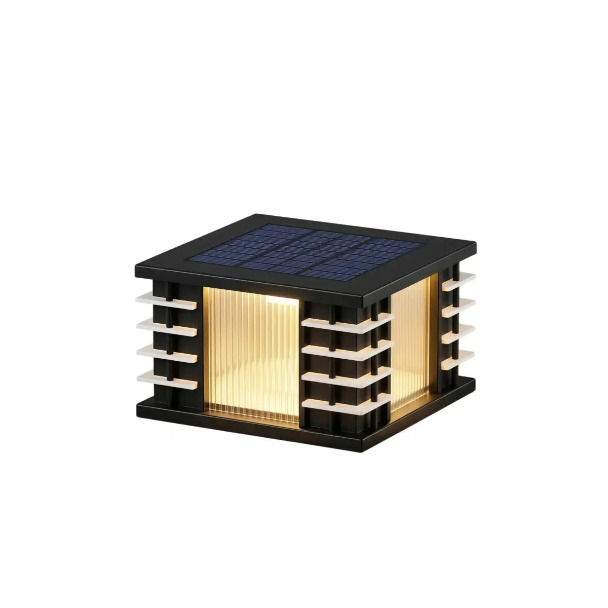 Stellar Modern Solar Outdoor Pillar Lights - Square Metal & Acrylic Glass Garden