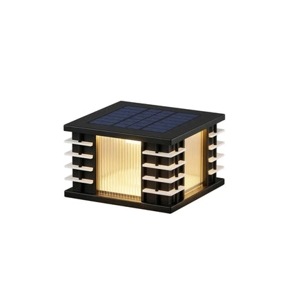Stellar Modern Solar Outdoor Pillar Lights - Square Metal & Acrylic Glass Garden