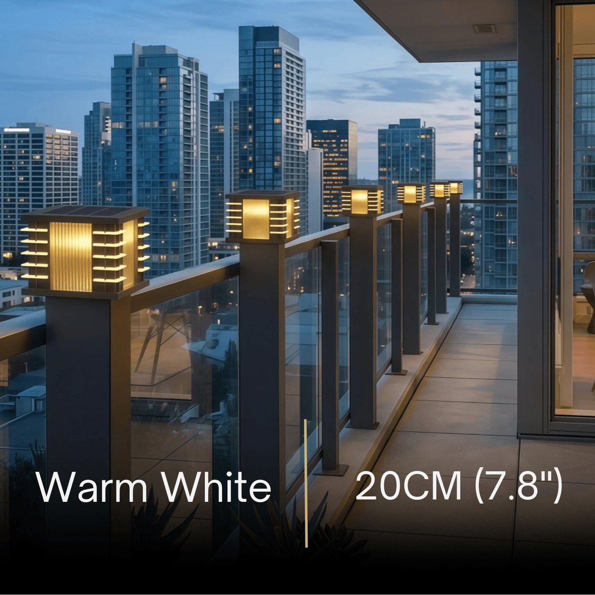 Stellar Modern Solar Outdoor Pillar Lights - Square Metal & Acrylic Glass Garden