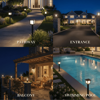 Arcato Modern Solar Pathway Lights  - Black Metal Lantern Design for Outdoor