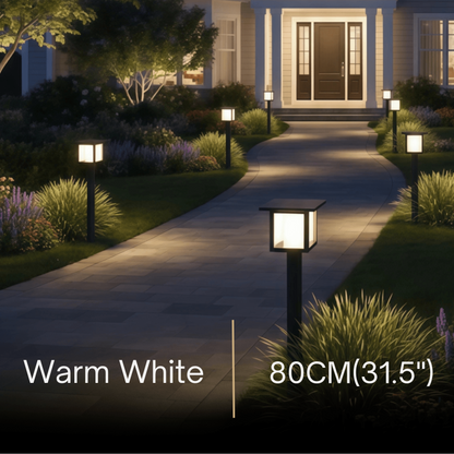 Arcato Modern Solar Pathway Lights  - Black Metal Lantern Design for Outdoor