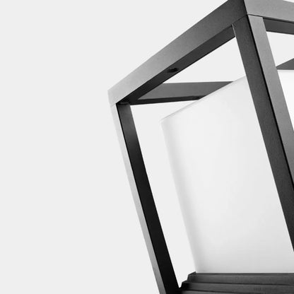 Arcato Modern Square Outdoor Pillar Light - Black Metal for Garden