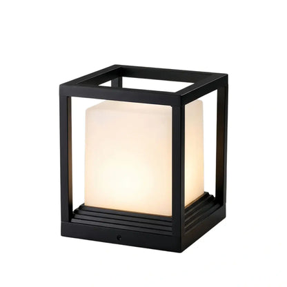 Nuvlight Modern Square Outdoor Pillar Light - Black Metal for Garden
