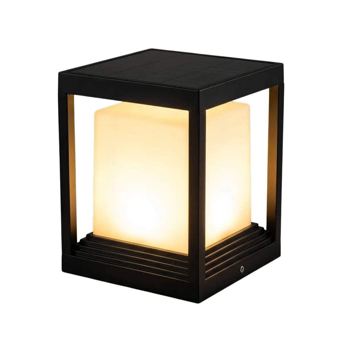 Arcato Modern Square Outdoor Pillar Light - Black Metal for Garden