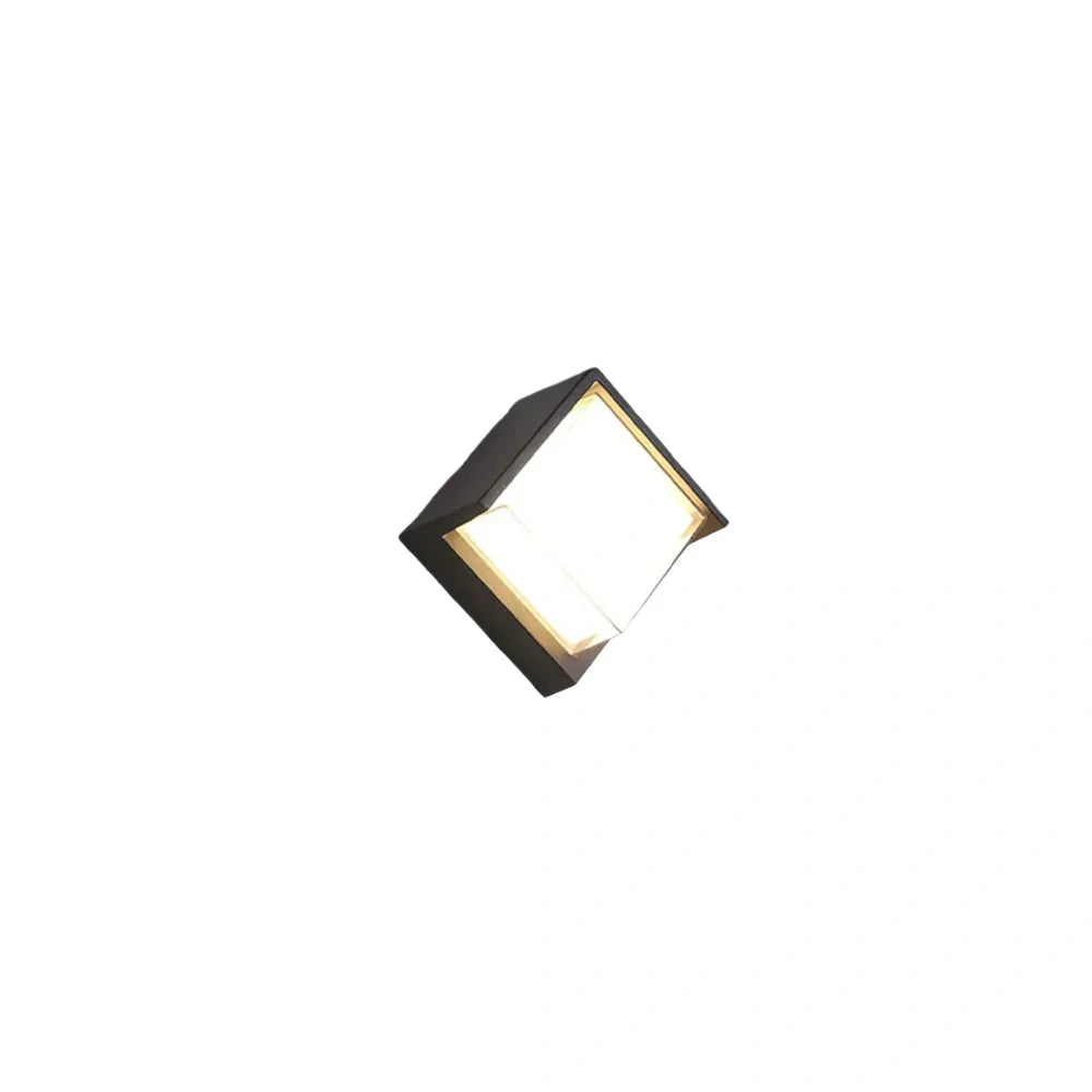 Nuvlight Modern Square Outdoor Wall Lamp - Black Metal/Acrylic for Garden