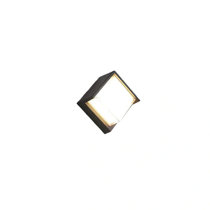 Nuvlight Modern Square Outdoor Wall Lamp - Black Metal/Acrylic for Garden