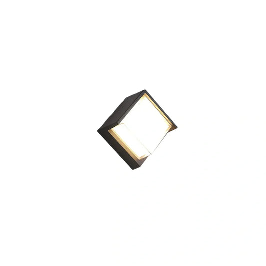 Nuvlight Modern Square Outdoor Wall Lamp - Black Metal/Acrylic for Garden