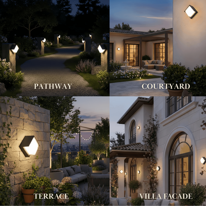 Arcato Modern Square Outdoor Wall Lamp - Black Metal/Acrylic for Garden