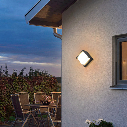 Arcato Modern Square Outdoor Wall Lamp - Black Metal/Acrylic for Garden