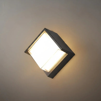 Arcato Modern Square Outdoor Wall Lamp - Black Metal/Acrylic for Garden