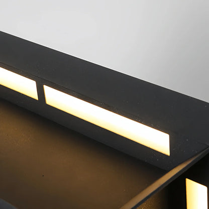 Arcato Modern Square Solar Outdoor Pillar Light - Black Metal for Garden