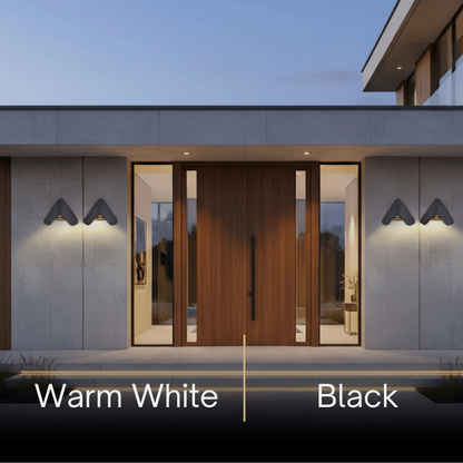 Arcato Modern Triangle Wall Lamp - Black/White Metal Outdoor Light for Garden