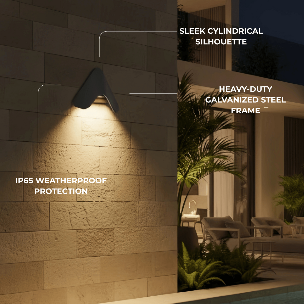 Arcato Modern Triangle Wall Lamp - Black/White Metal Outdoor Light for Garden