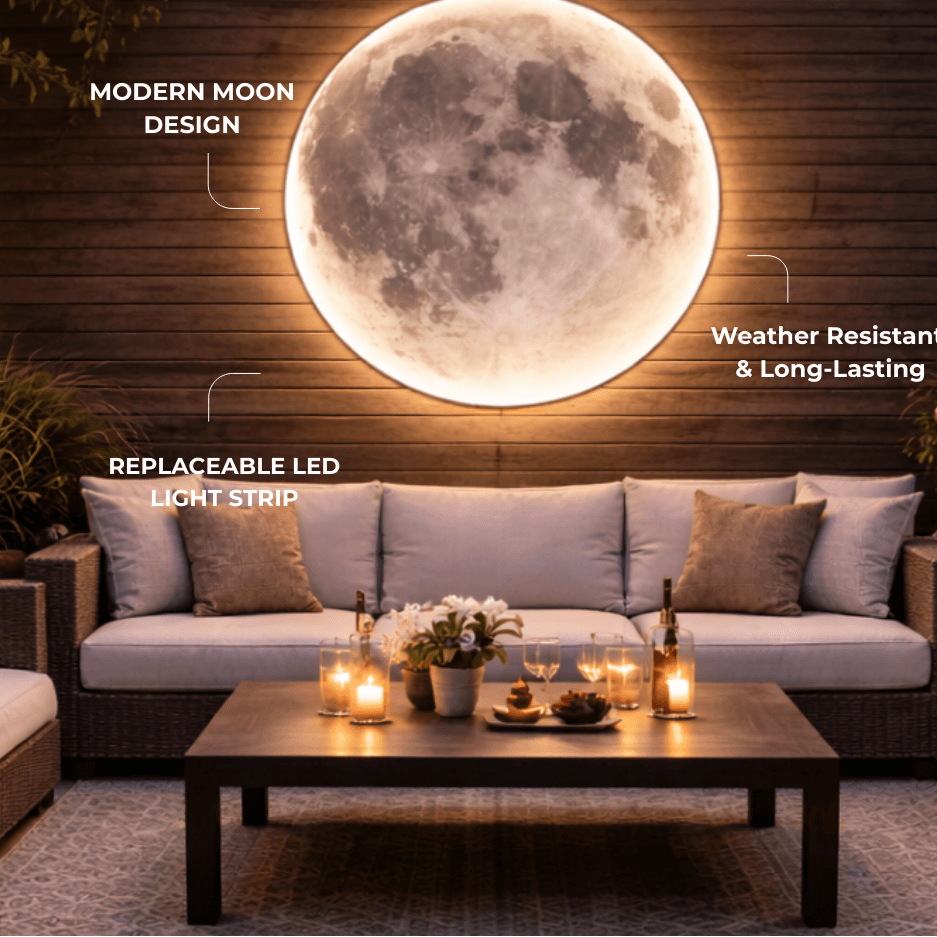 Moon Wall Light Luna, Waterproof Outdoor Moon Sconce for Patio Garden & Bathroom