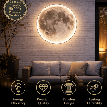 Moon Wall Light Luna, Waterproof Outdoor Moon Sconce for Patio Garden & Bathroom