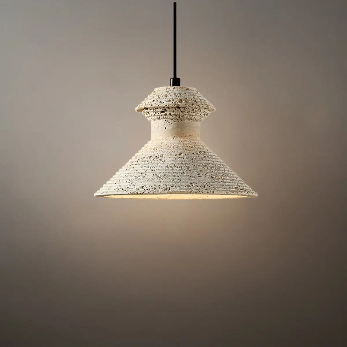Nuvlight Strata Minimalist Travertine Pendant Light - Yellow Stone