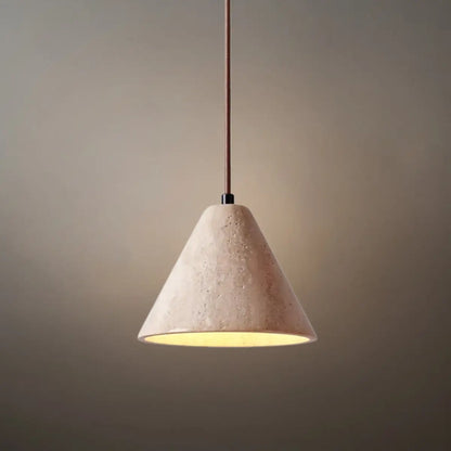 Strata Conical Travertine Pendant Light