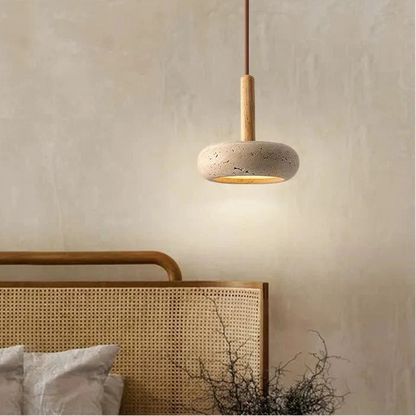 Japanese Natural Stone Wood Pendant Light