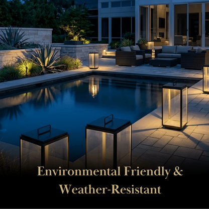 Irondale Industrial Outdoor Floor Lamp - Black Metal & Glass Rectangular Design for Garden