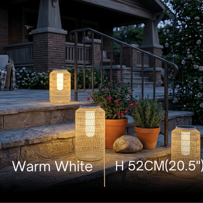 Zenno Farmhouse Outdoor Lamp - Wood & Metal Rattan Lantern