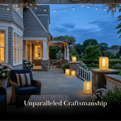 Zenno Farmhouse Outdoor Lamp - Wood & Metal Rattan Lantern